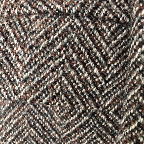 Vintage brown wool tweed herringbone oversize lined coat XL - Picture 10 of 14